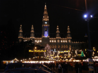 The Rathaus (City Hall) in Vienna at night